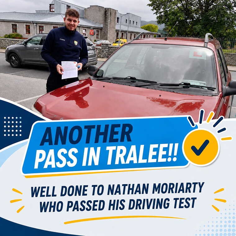 Nathan Moriarty celebrating his driving test pass with Drive with Clive