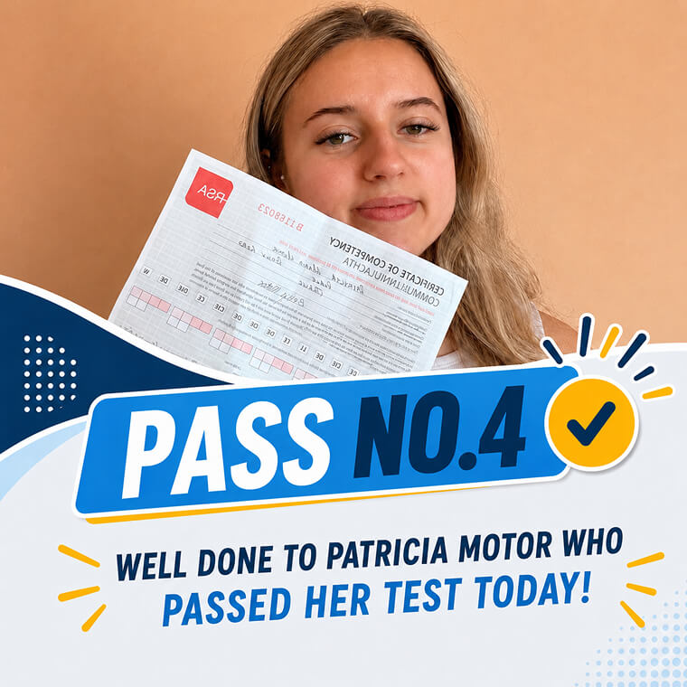 Patricia celebrating her driving test pass with Drive with Clive